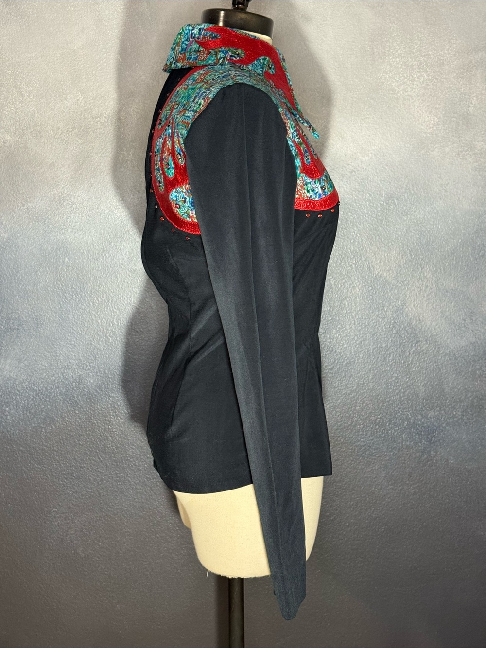 🔥 Custom Western Show Shirt with Detachable Flame Cuffs Size S🔥 - Picture 4 of 8